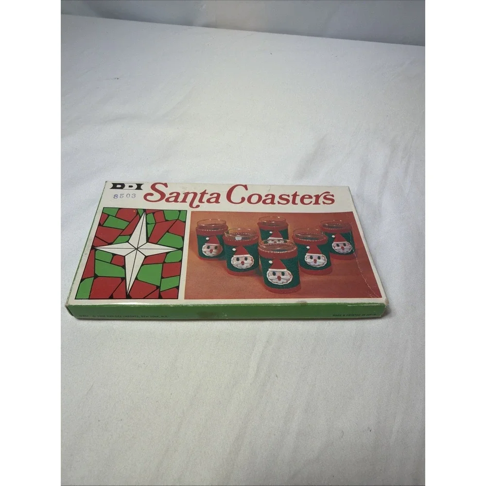 Dan-Dee Santa Coasters | Vintage 1968 Christmas Glass Covers (6) #857